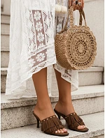 Klapki damskie na z brązowe model 22118224 - FashionStreet