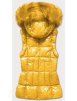 Žlutá dámská vesta s kožešinou model 17673458 - YES!PINK