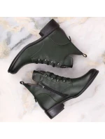 Jezzi W JEZ412B zelené zateplené čižmy s plochým podpätkom Jezzi W JEZ412B zelené zateplené čižmy s plochým podpätkom