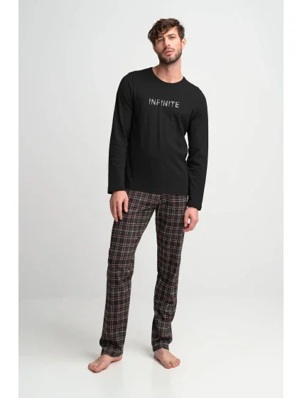 Vamp - Pánske bavlnené pyžamo s károvanými nohavicami 21937 - Vamp