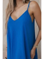 Mušelínové šaty na ramínka chrpově modrá