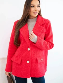 Dámska bunda z mäkkej jahňacej kože s fuchsiovým golierom