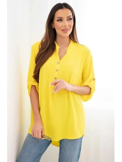 Blúzka s dlhším zadným dielom tmavo žltá