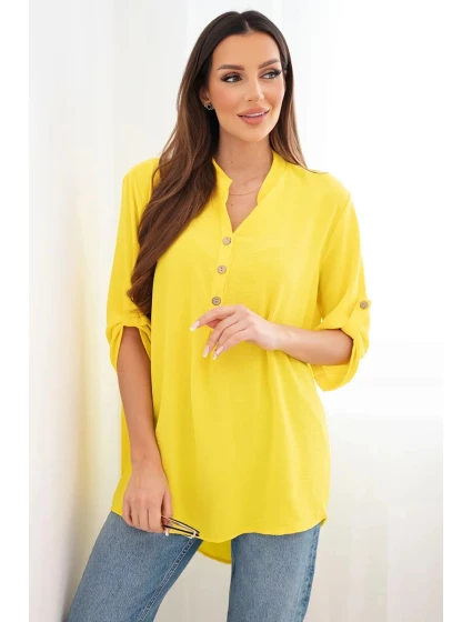 Blúzka s dlhším zadným dielom tmavo žltá