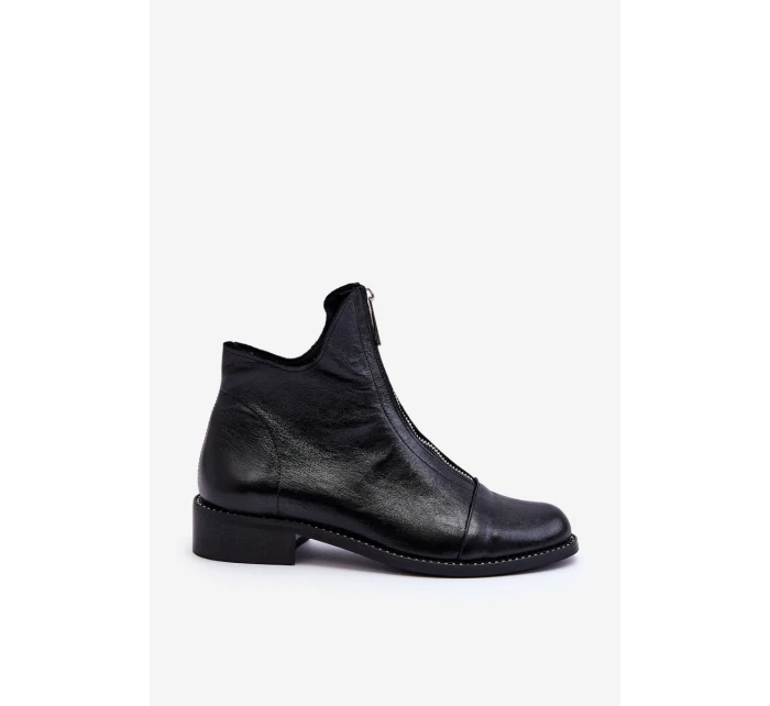 Kožené kozačky na zip Nicole model 21612117 Černá - Zazoo