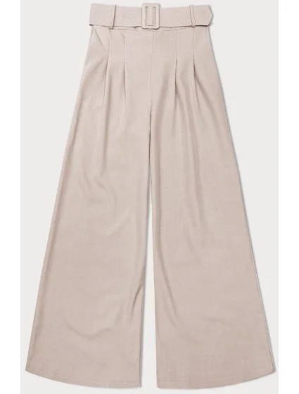 Světle béžové elegantní dámské kalhoty s opaskem model 20185243 - MADE IN ITALY Světle béžové elegantní dámské kalhoty s opaskem model 20185243 - MADE IN ITALY
