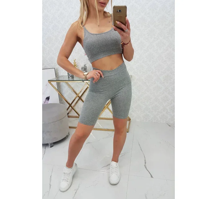 Športový set top + legíny šedá