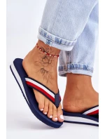 Damskie Klapki Japonki Na Platformie Big Star LL274779 Granatowe