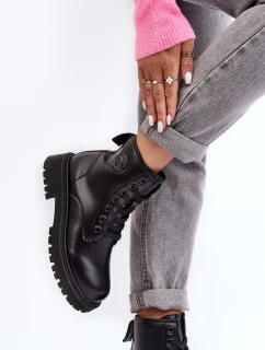 Botki Skórzane Sznurowane Czarne Big Star MM274375