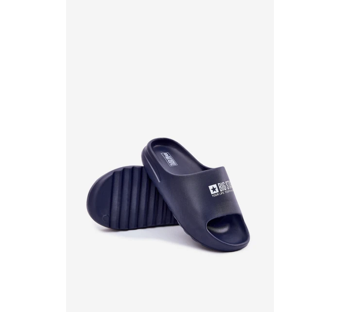 Piankowe Klapki Męskie Z Logo Big Star RR174A014 Granatowe