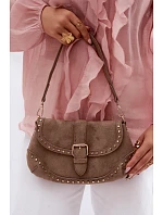 Eko semišová kabelka s cvočky tmavě béžová model 22111542 - Flora&Co