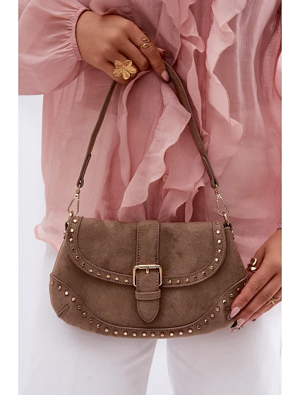 Eko semišová kabelka s cvočky tmavě béžová model 22111542 - Flora&Co Eko semišová kabelka s cvočky tmavě béžová model 22111542 - Flora&Co