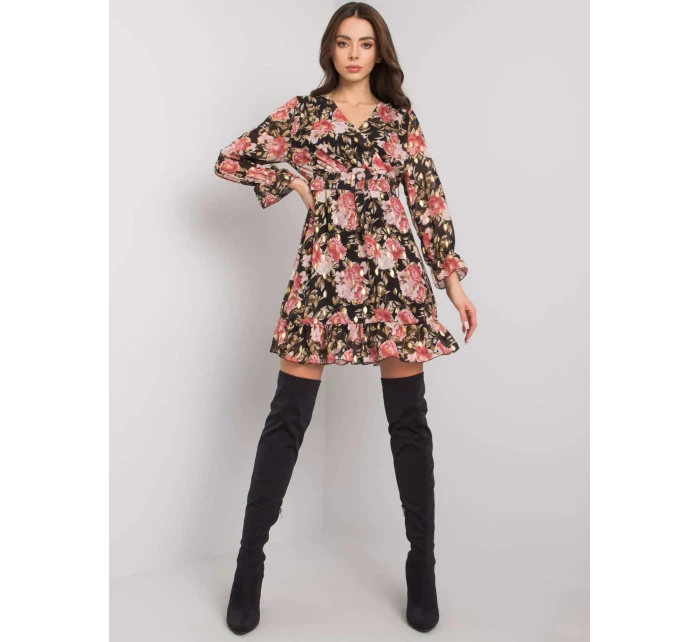 Šaty DHJ SK černá a růžová model 16300298 - FPrice Šaty DHJ SK černá a růžová model 16300298 - FPrice