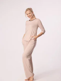 Dlouhé dámské pyžamové kalhoty model 20696306 Růžové - MEFEMI BY NIPPLEX