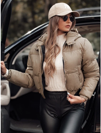 prošívaná dámská zimní bunda s kapucí béžová Dstreet model 21981034 - FashionStreet