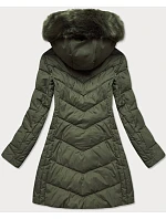DŁUGA PIKOWANA KURTKA DAMSKA ZIMOWA KHAKI model 21241976 - Libland