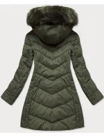DŁUGA PIKOWANA KURTKA DAMSKA ZIMOWA KHAKI model 21241976 - Libland
