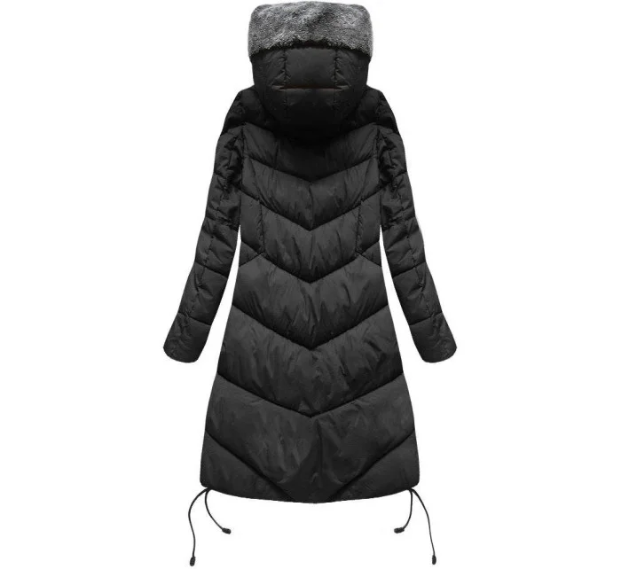 Černá dlouhá zimní bunda s kapucí model 21242956 - Libland