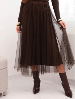 Dámská midi sukně z model 21784987 s podšívkou viskóza hnědá - K-Fashion