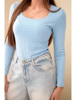 Dámská basic blůza s model 21921214 výstřihem a dlouhým rukávem modrá - K-Fashion Dámská basic blůza s model 21921214 výstřihem a dlouhým rukávem modrá - K-Fashion