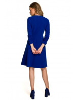 S325 Priliehavé šaty s viazaným výstrihom - kráľovsky modré
