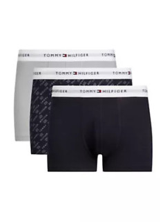 Pánské boxerky 3Pack UM0UM02768 0Y1 šedé/černé/potisk - Tommy Hilfiger