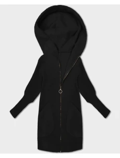 Čierna bunda z alpaky s kapucňou (19905.1)