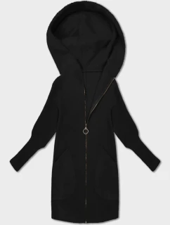 Černá bunda přehoz přes oblečení typu alpaka s kapucí model 21479144 - MADE IN ITALY