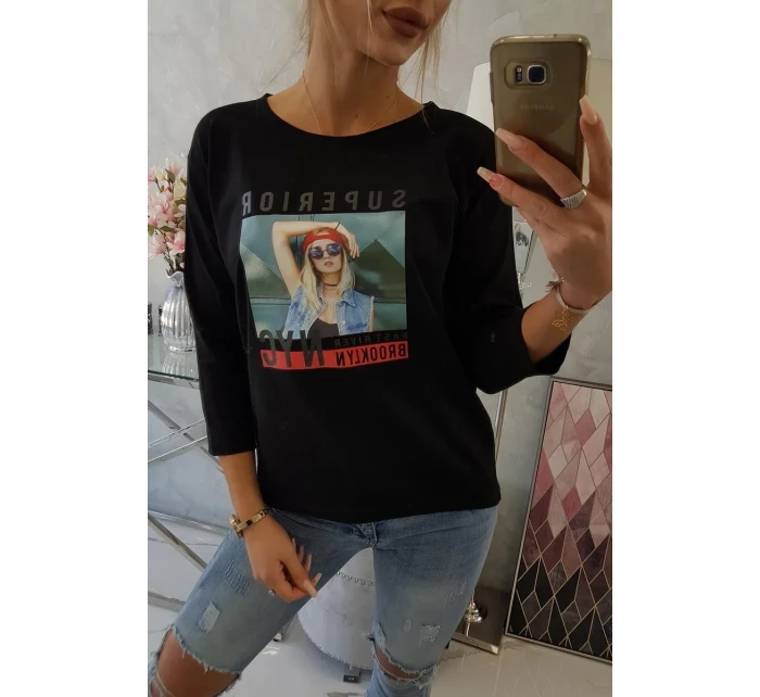 Blúzka s potlačou Superior čierna