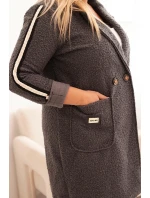 Dámsky kabát z umelej jahňacej kože v nadmernej veľkosti s vreckami Graphite