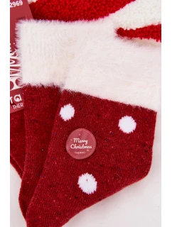 Dámské vánoční ponožky s kožíškem a puntíky z model 21786737 vlny Červené - Aura.via