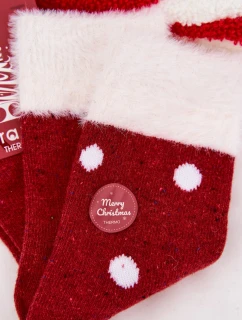 Dámské vánoční ponožky s kožíškem a puntíky z model 21786737 vlny Červené - Aura.via