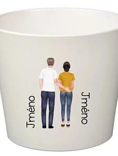 Personalizovaný keramický kvetináč s párom – malý
