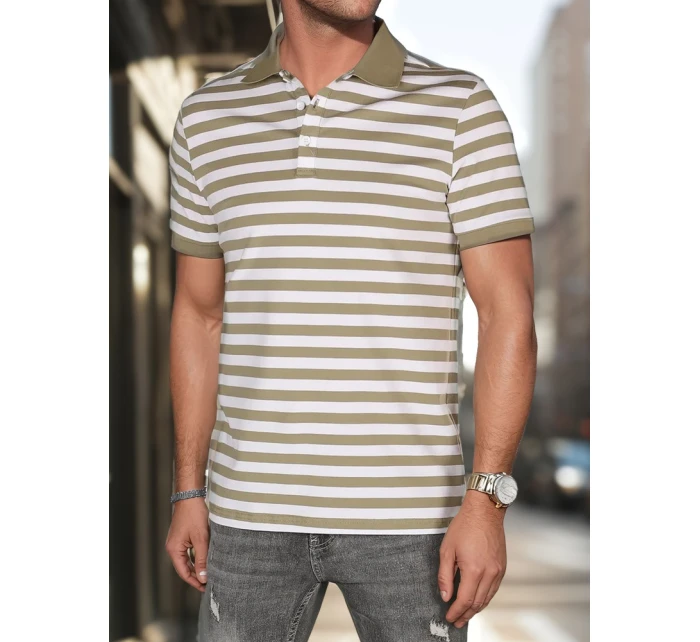 Pánska zelená pruhovaná polokošeľa FashionStreet PX0640