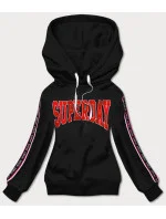 Krátká černá dámská mikina s nápisy model 17234491 - J.STYLE Krátká černá dámská mikina s nápisy model 17234491 - J.STYLE