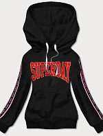 Krátka čierna dámska mikina s nápismi (26014)