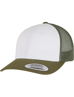 Flexfit 6606CF 6-panelová čiapka typu Trucker 55.06CF machovo zelená/biela/olivová