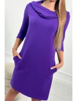 Šaty s kapucňou a vreckami tmavo fialové Šaty s kapucňou a vreckami tmavo fialové