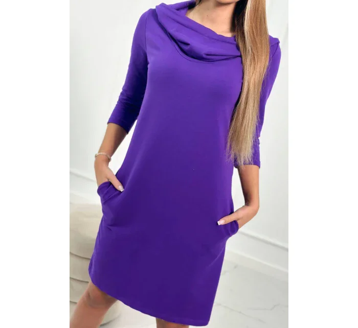 Šaty s kapucňou a vreckami tmavo fialové Šaty s kapucňou a vreckami tmavo fialové