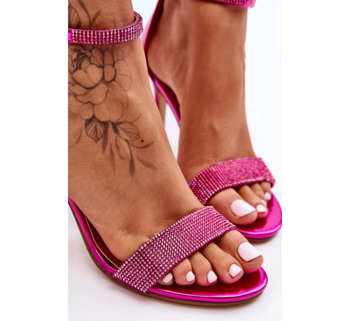 Damskie Sandały Na Szpilce Z Dżetami Fuksja Perfecto