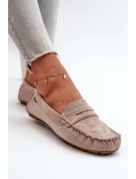 Mokasyny Damskie Z Eko Zamszu Jasnobeżowe Rerceria
