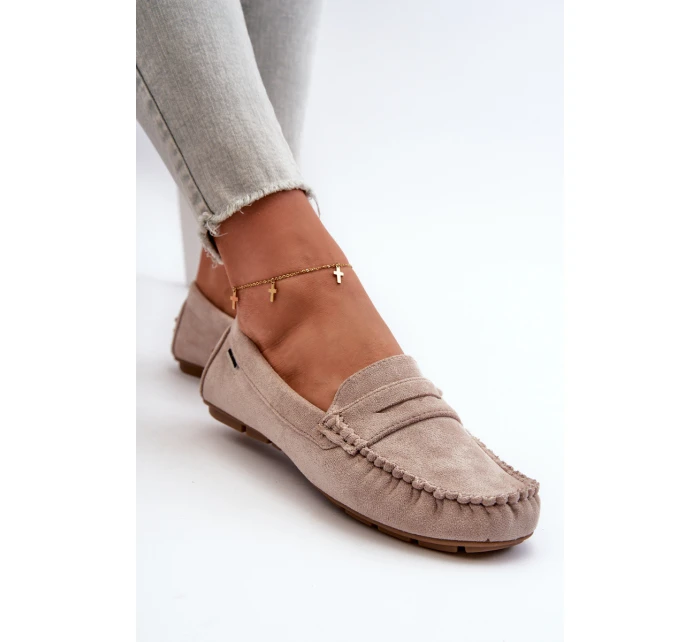 Mokasyny Damskie Z Eko Zamszu Jasnobeżowe Rerceria