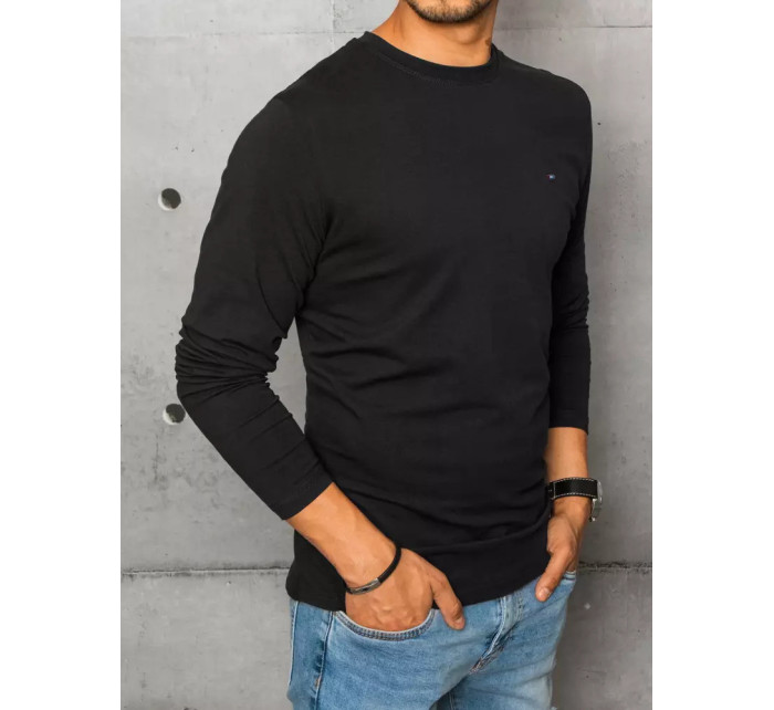 Čierne pánske tričko s dlhým rukávom Dstreet LX0533