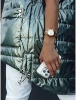 Dámská prošívaná dlouhá vesta s kapucí zelená Dstreet model 21979332 - FashionStreet