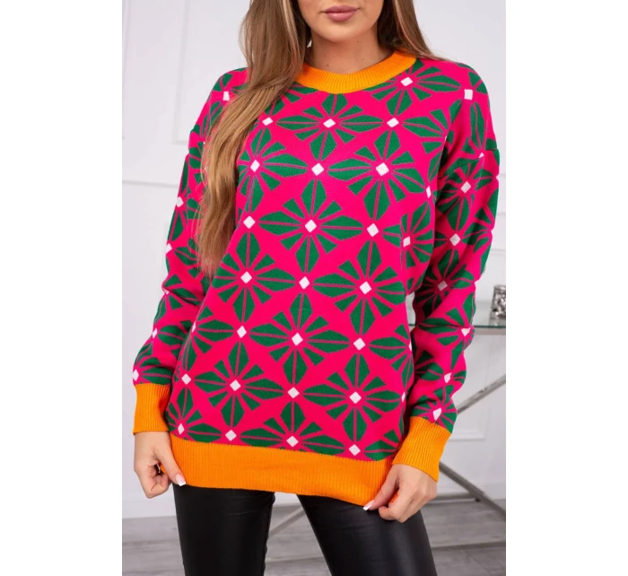 Svetr s geometrickým motivem fuchsiový