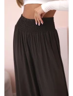 Dámske viskózové nohavice s elastickým pásom hnedé