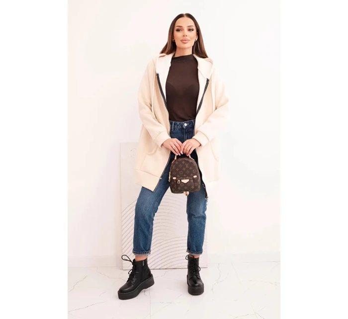 Dámska mikina s kapucňou a zipsom, béžová Dámska mikina s kapucňou a zipsom, béžová