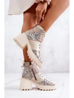 Kožené kozačky model 21576430 Béžová - Maciejka