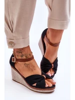 Sandały Damskie Na Koturnie Czarne Daphne Sandały Damskie Na Koturnie Czarne Daphne