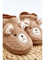 Kapcie Dziecięce Ocieplane Z Misiem Beżowe Eberra